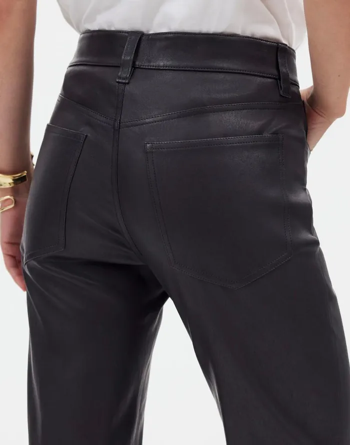 Women The 03990s Straight MidRise Pant In Leather True Black Madewell Pants