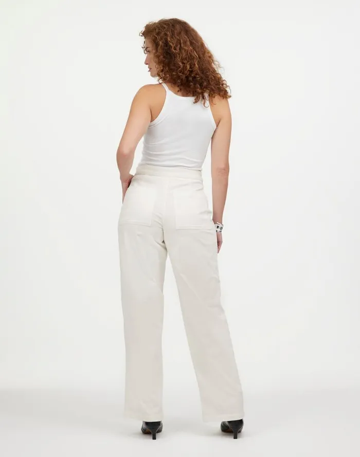 Women The Curvy Emmett WideLeg Pant In Corduroy Welt Pocket Edition Winter White Madewell Pants