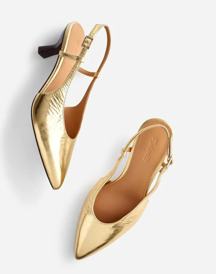Women The Debbie Slingback Pump Gold Metallic Madewell Heels