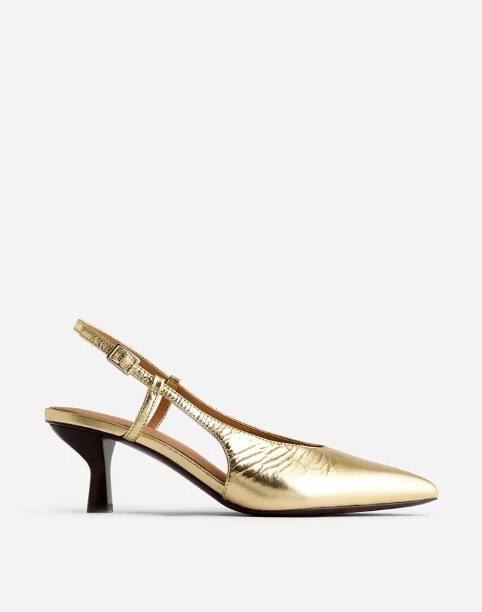 Women The Debbie Slingback Pump Gold Metallic Madewell Heels