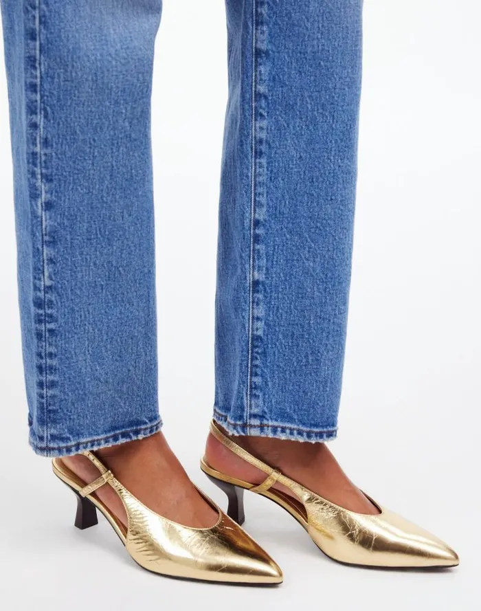 Women The Debbie Slingback Pump Gold Metallic Madewell Heels