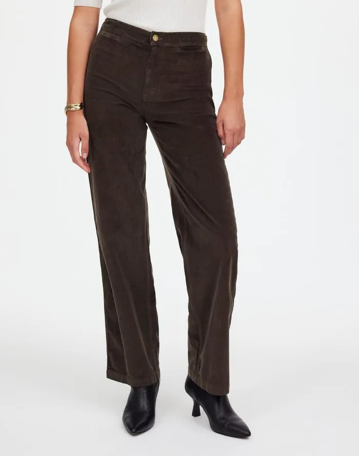 Women The Emmett WideLeg Pant In Corduroy Welt Pocket Edition Dark Carob Madewell Pants