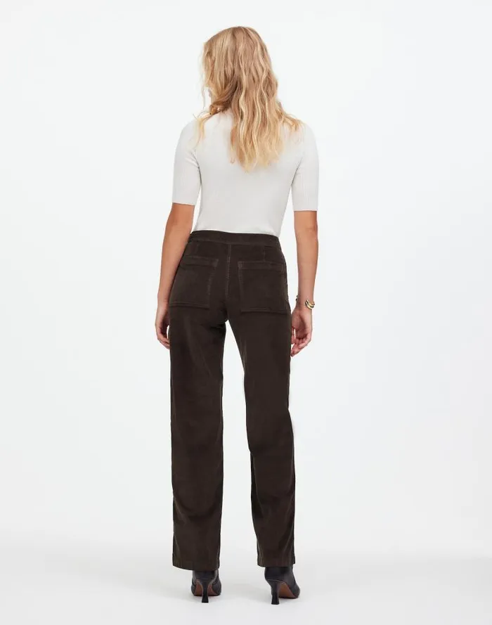 Women The Emmett WideLeg Pant In Corduroy Welt Pocket Edition Dark Carob Madewell Pants