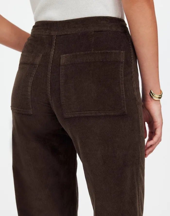 Women The Emmett WideLeg Pant In Corduroy Welt Pocket Edition Dark Carob Madewell Pants