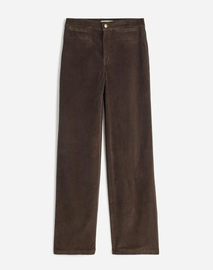 Women The Emmett WideLeg Pant In Corduroy Welt Pocket Edition Dark Carob Madewell Pants