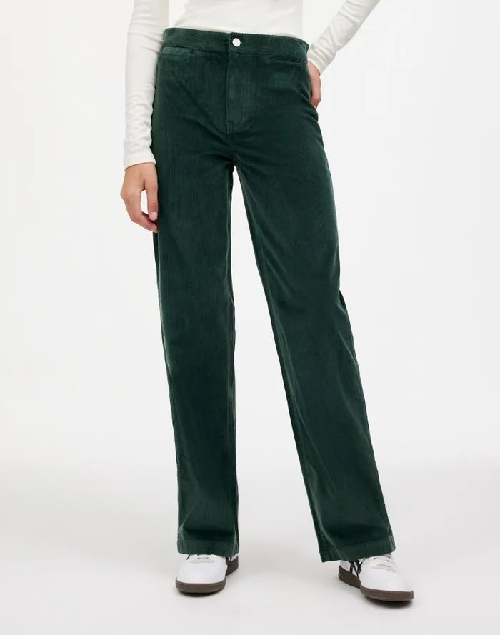 Women The Emmett WideLeg Pant In Corduroy Welt Pocket Edition Luxury Forest Madewell Pants