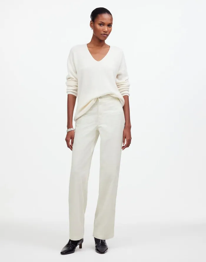 Women The Emmett WideLeg Pant In Corduroy Welt Pocket Edition Winter White Madewell Pants Women The Emmett WideLeg Pant In Corduroy Welt Pocket Edition Winter White Madewell Pants