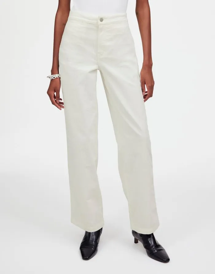 Women The Emmett WideLeg Pant In Corduroy Welt Pocket Edition Winter White Madewell Pants