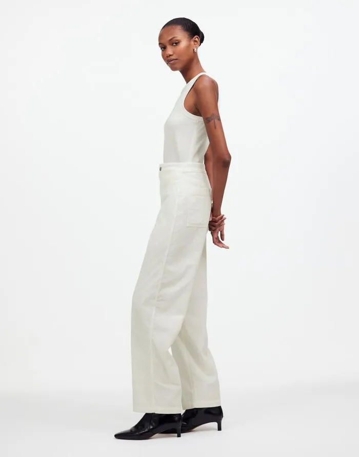 Women The Emmett WideLeg Pant In Corduroy Welt Pocket Edition Winter White Madewell Pants