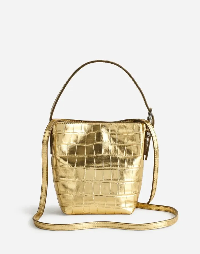 Women The Essential Micro Bucket Tote Gold Metallic Madewell Bags