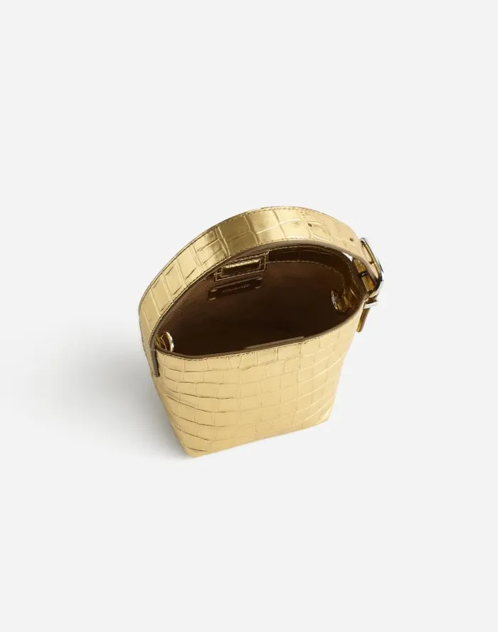 Women The Essential Micro Bucket Tote Gold Metallic Madewell Bags