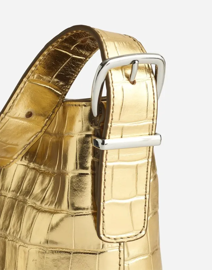 Women The Essential Micro Bucket Tote Gold Metallic Madewell Bags
