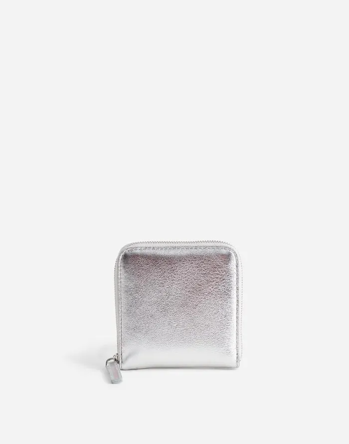 Women The Essential Zip Wallet Silver Metallic Madewell Pouches and Wallets