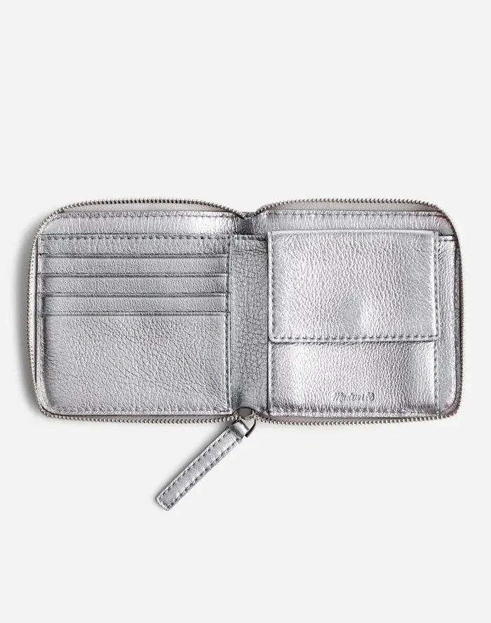 Women The Essential Zip Wallet Silver Metallic Madewell Pouches and Wallets