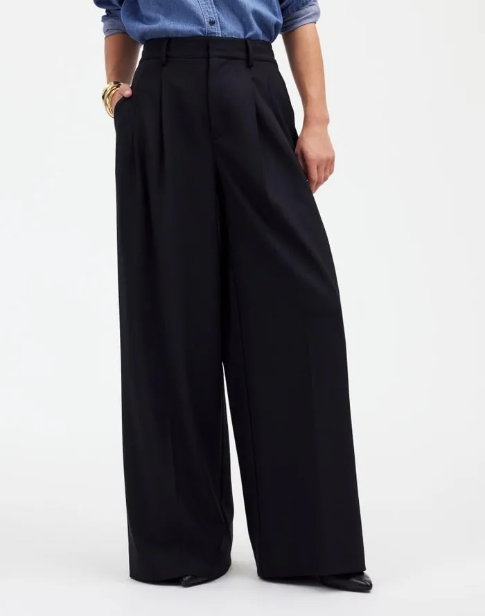Women The Harlow SuperwideLeg Trouser True Black Madewell Pants