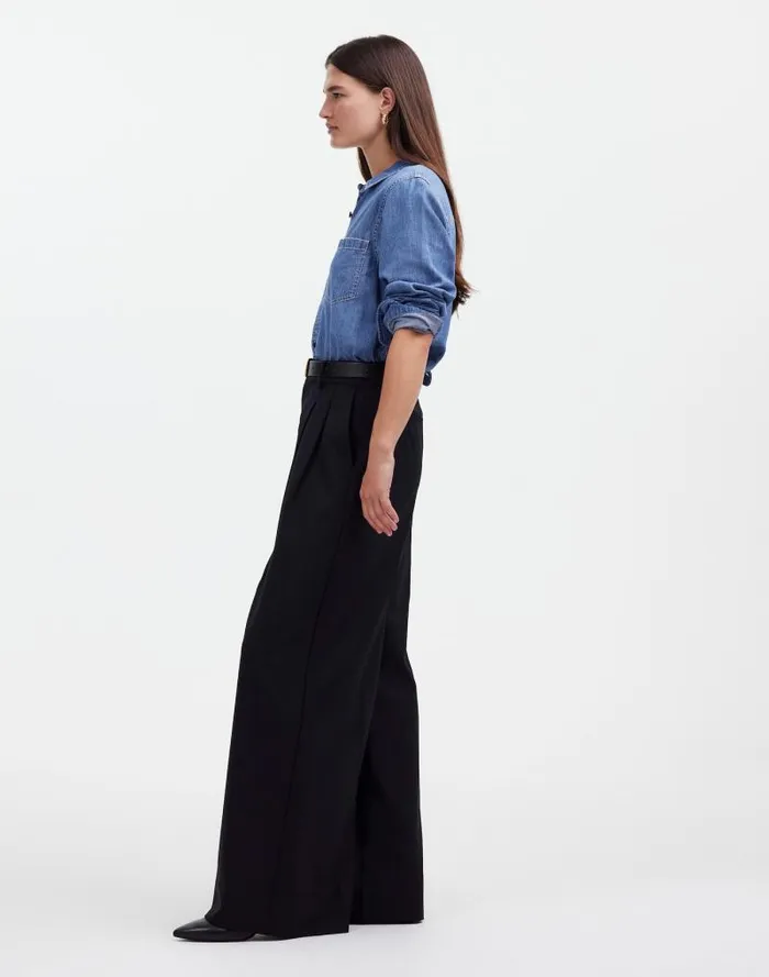 Women The Harlow SuperwideLeg Trouser True Black Madewell Pants