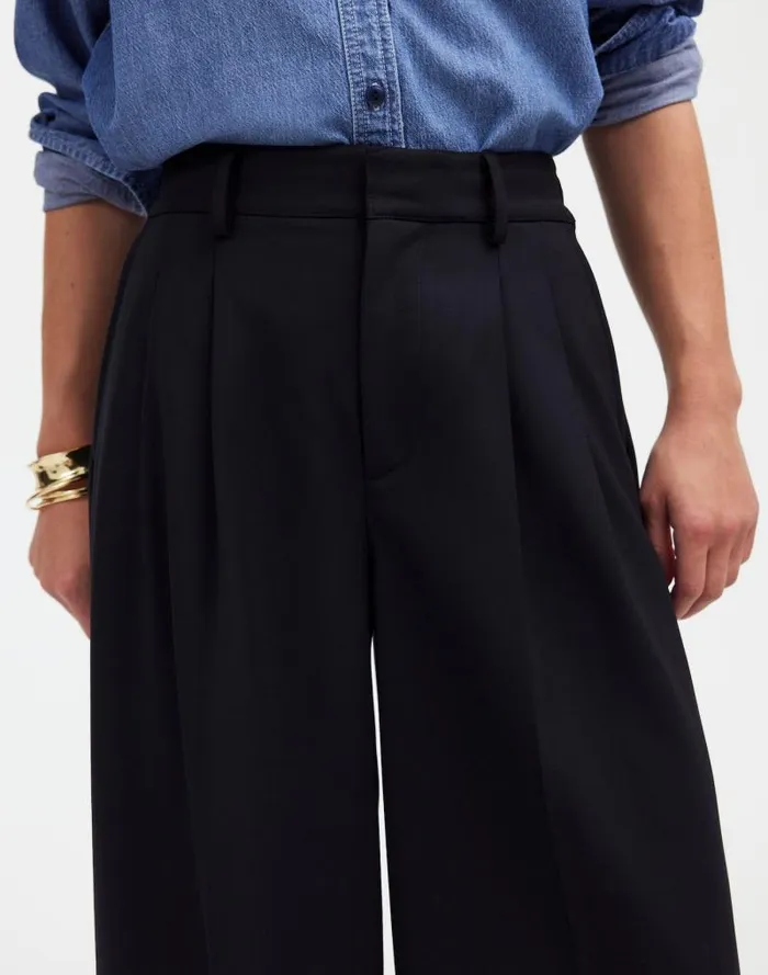 Women The Harlow SuperwideLeg Trouser True Black Madewell Pants