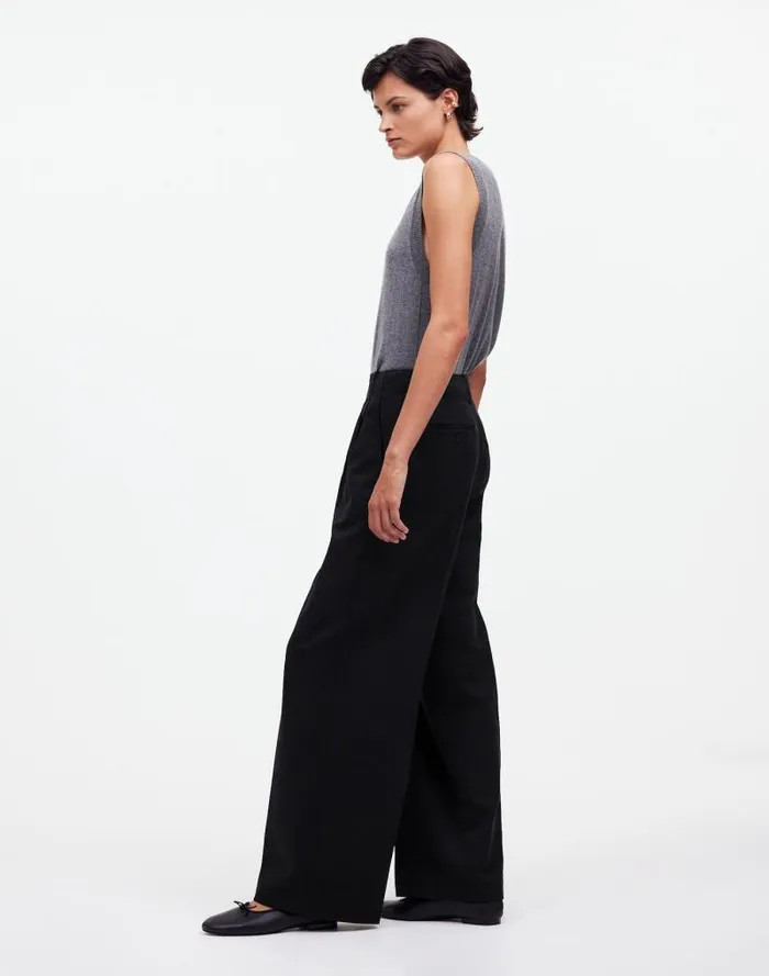 Women The Harlow WideLeg Pant In Drapey Twill True Black Madewell Pants