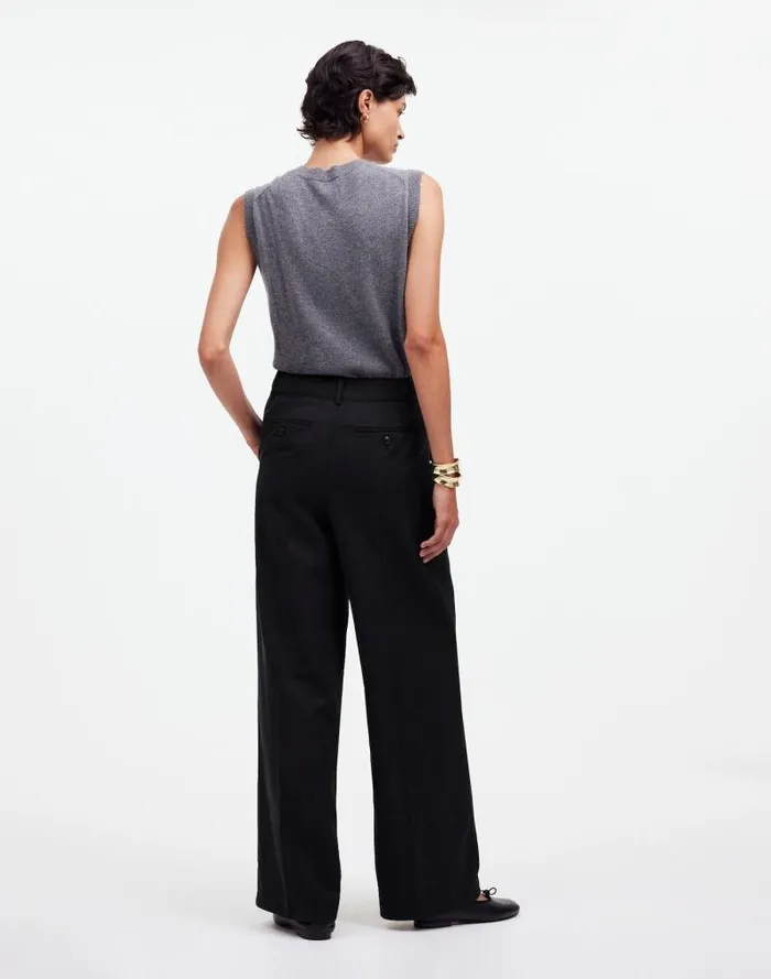 Women The Harlow WideLeg Pant In Drapey Twill True Black Madewell Pants