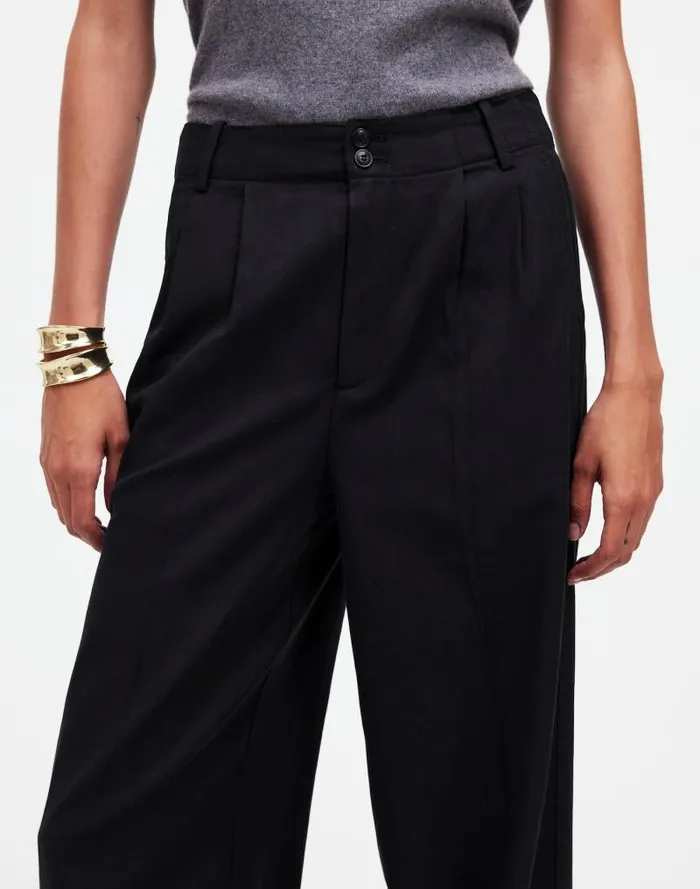 Women The Harlow WideLeg Pant In Drapey Twill True Black Madewell Pants