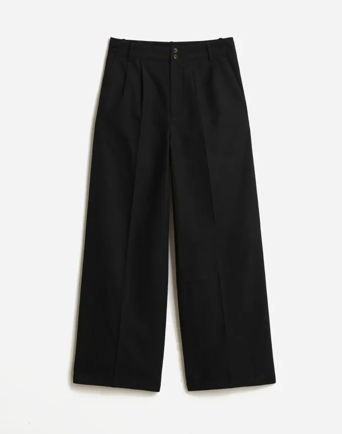 Women The Harlow WideLeg Pant In Drapey Twill True Black Madewell Pants