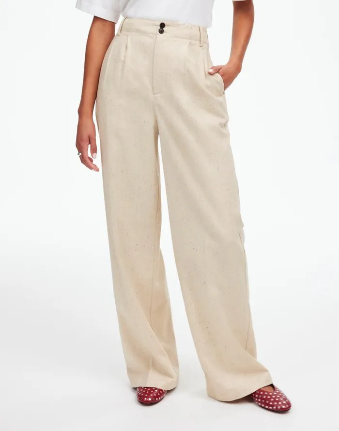 Women The Harlow WideLeg Pant In Herringbone Italian Fabric Oatmeal Herringbone Madewell Matching Sets