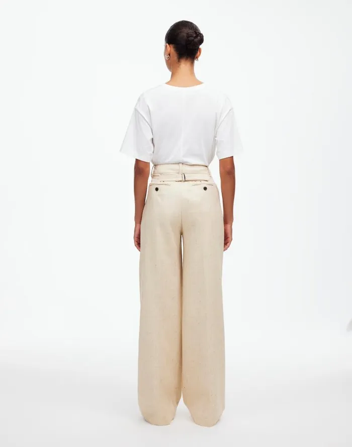 Women The Harlow WideLeg Pant In Herringbone Italian Fabric Oatmeal Herringbone Madewell Matching Sets