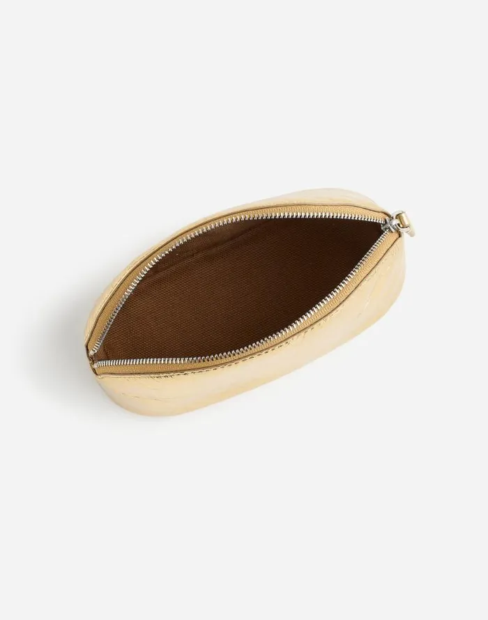 Women The Makeup Pouch Gold Metallic Madewell Pouches and Wallets