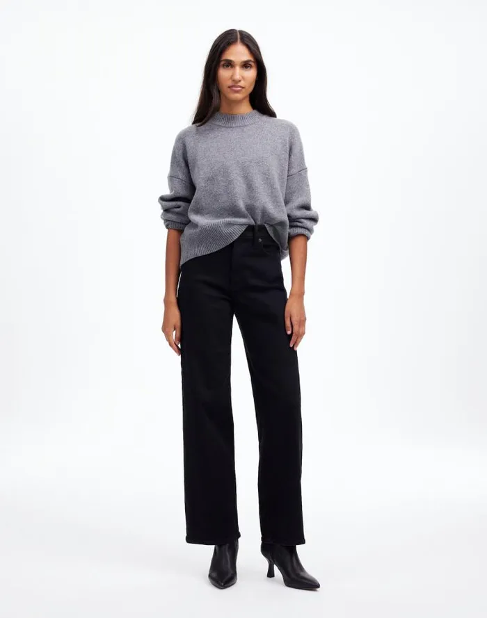 Women The Perfect Vintage WideLeg Jean Black Rinse Wash Madewell Jeans