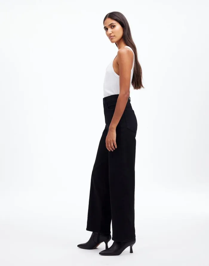 Women The Perfect Vintage WideLeg Jean Black Rinse Wash Madewell Jeans