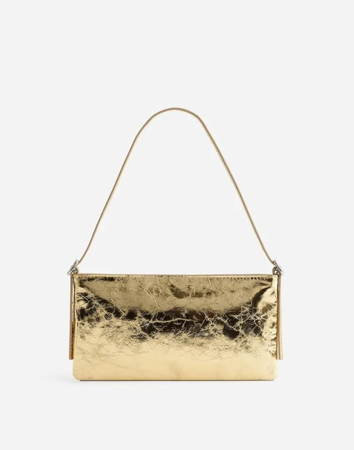 Women The SculpturalBuckle Mini Shoulder Bag Gold Metallic Madewell Bags