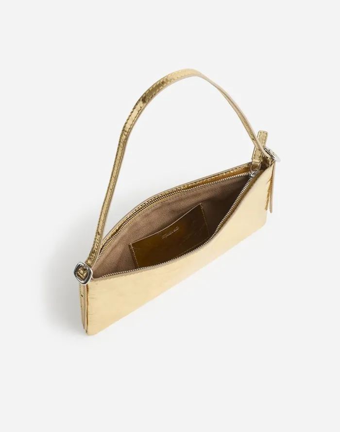 Women The SculpturalBuckle Mini Shoulder Bag Gold Metallic Madewell Bags