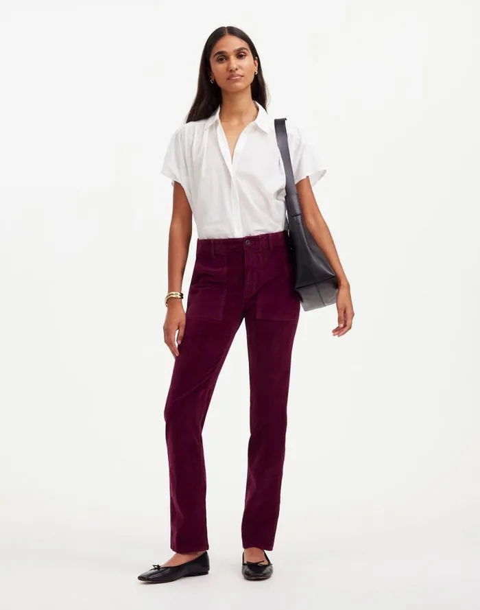 Women The Slim Straight Utility Pant In Garment Dye Corduroy Bordeaux Madewell Pants Women The Slim Straight Utility Pant In Garment Dye Corduroy Bordeaux Madewell Pants
