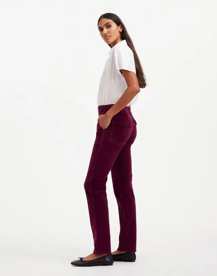 Women The Slim Straight Utility Pant In Garment Dye Corduroy Bordeaux Madewell Pants