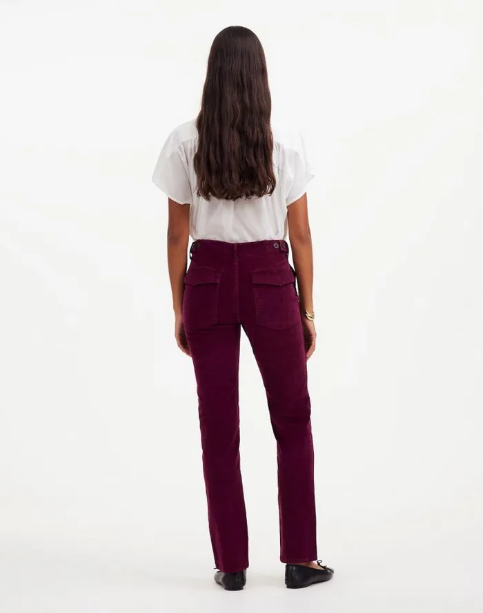 Women The Slim Straight Utility Pant In Garment Dye Corduroy Bordeaux Madewell Pants