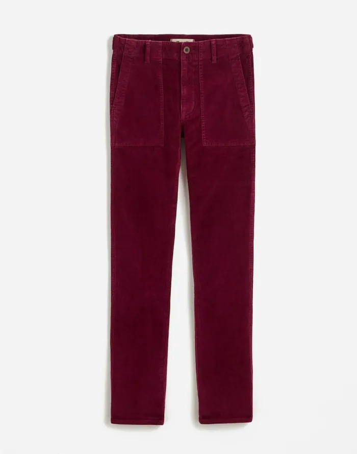 Women The Slim Straight Utility Pant In Garment Dye Corduroy Bordeaux Madewell Pants
