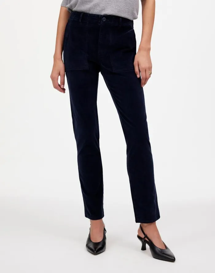 Women The Slim Straight Utility Pant In Garment Dye Corduroy Classic Navy Madewell Pants