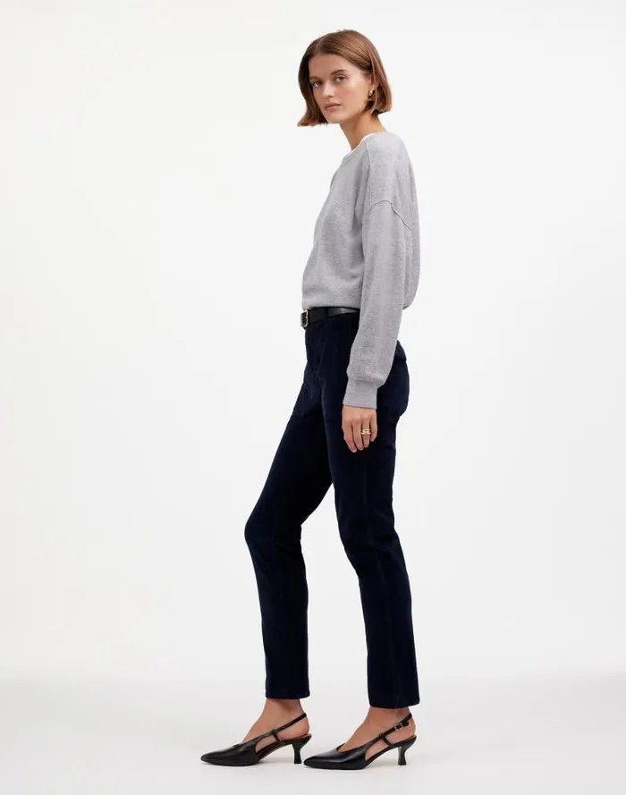 Women The Slim Straight Utility Pant In Garment Dye Corduroy Classic Navy Madewell Pants