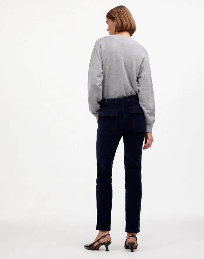 Women The Slim Straight Utility Pant In Garment Dye Corduroy Classic Navy Madewell Pants