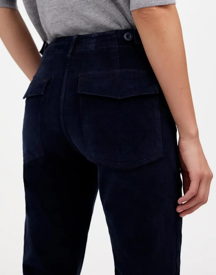 Women The Slim Straight Utility Pant In Garment Dye Corduroy Classic Navy Madewell Pants
