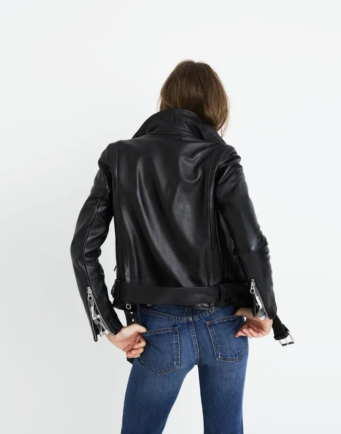 Women The Ultimate Leather Motorcycle Jacket True Black Madewell Coats Jackets