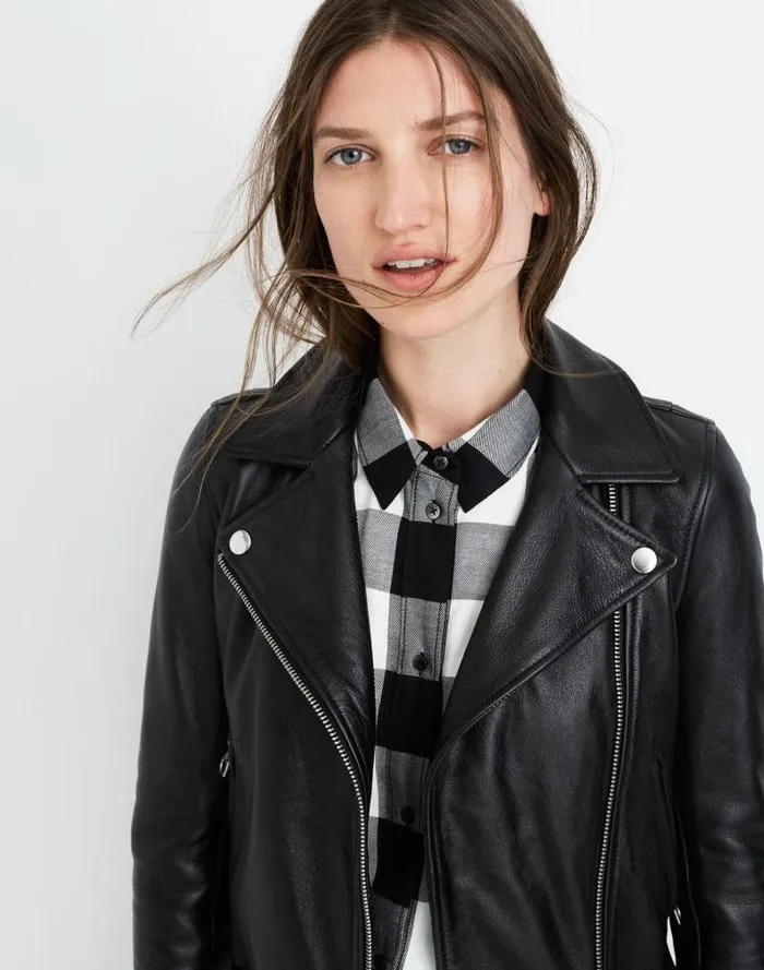 Women The Ultimate Leather Motorcycle Jacket True Black Madewell Coats Jackets