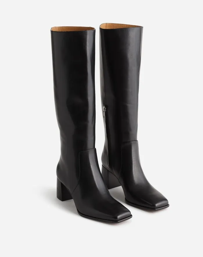 Women The Zane KneeHigh Boot In Leather True Black Madewell Boots