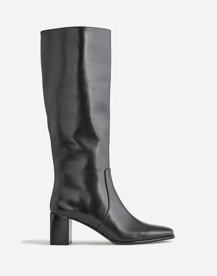 Women The Zane KneeHigh Boot In Leather True Black Madewell Boots