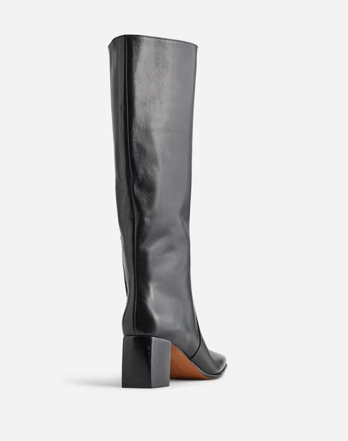Women The Zane KneeHigh Boot In Leather True Black Madewell Boots