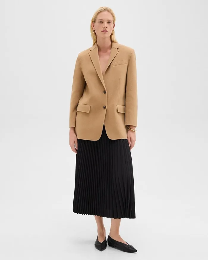 Women Theory Blazers Jackets Oversized Blazer In DoubleFace WoolCashmere New Camel