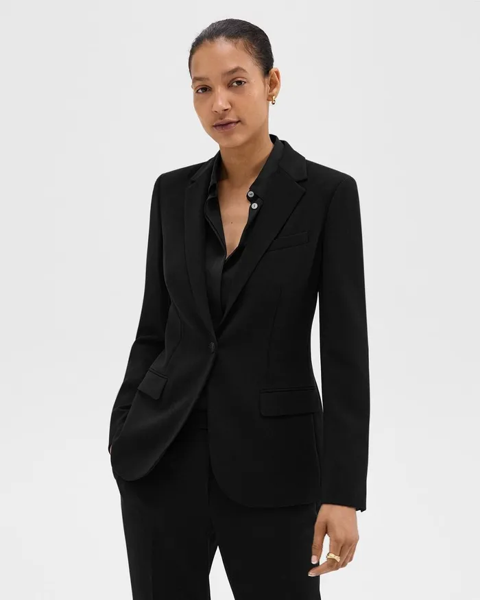 Women Theory Blazers Jackets Staple Blazer In Admiral Crepe Black