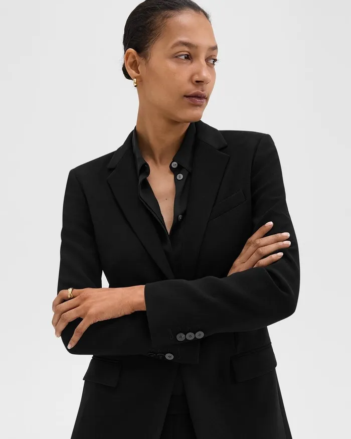 Women Theory Blazers Jackets Staple Blazer In Admiral Crepe Black