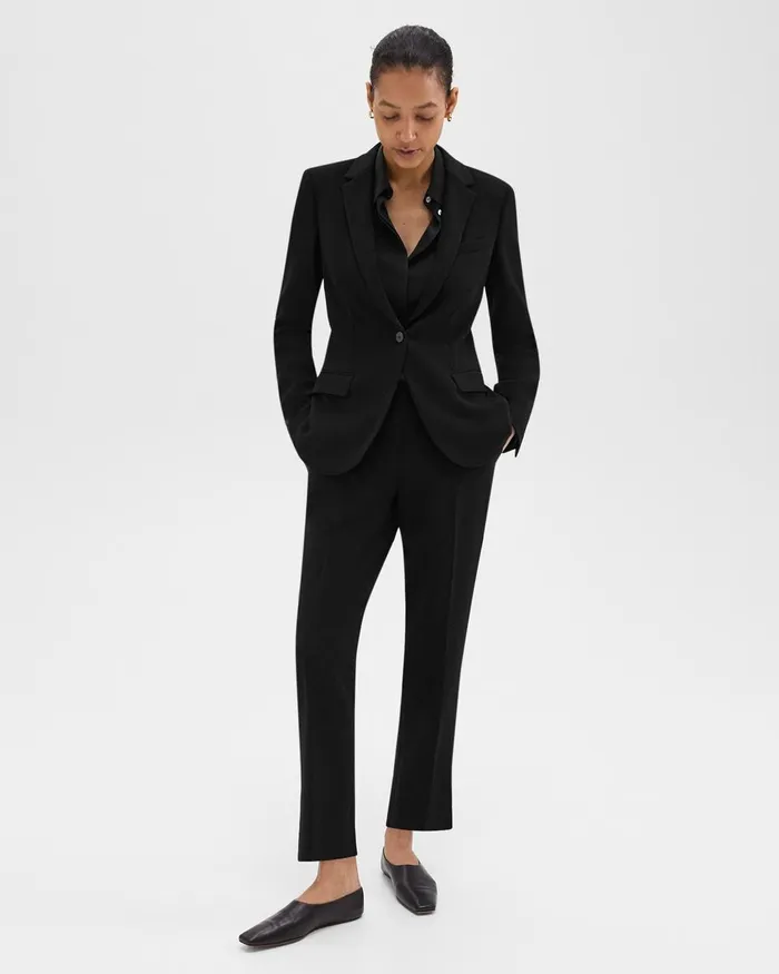 Women Theory Blazers Jackets Staple Blazer In Admiral Crepe Black