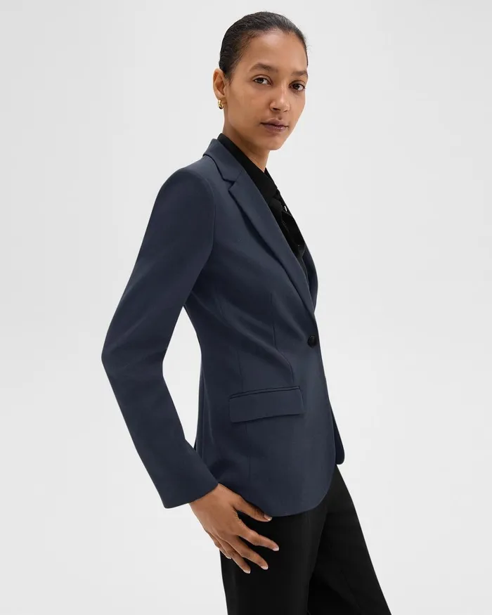 Women Theory Blazers Jackets Staple Blazer In Admiral Crepe Nocturne Navy